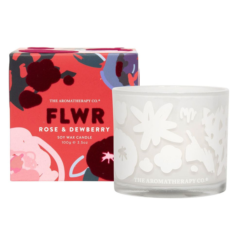 FIT01765 100G FLWR CANDLE ROSE AND DEWBERRY