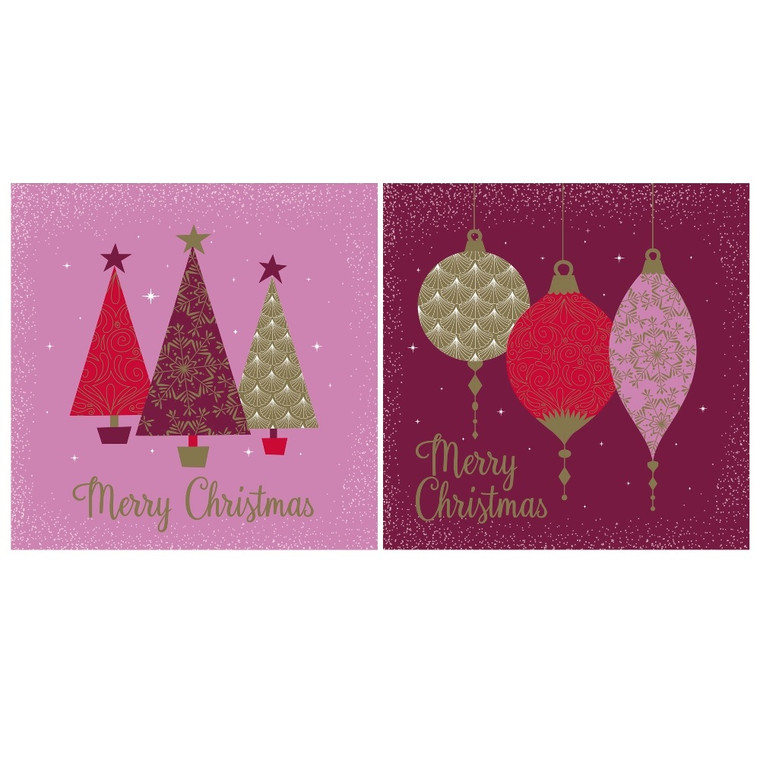 GX-27696-BCC EUROWRAP PINK BAUBLES ACETATE CARD