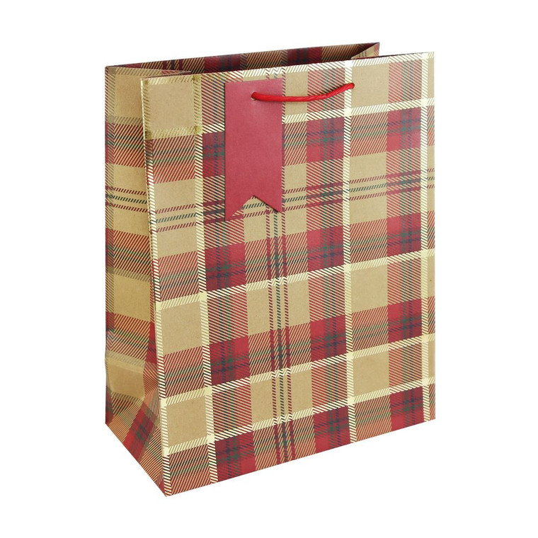 GX-31319-2C EUROWRAP TARTAN KRAFT LARGE BAG