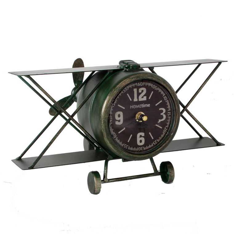 MW2796 Hometime Metal Mantel Clock - Aeroplane Arabic Dial