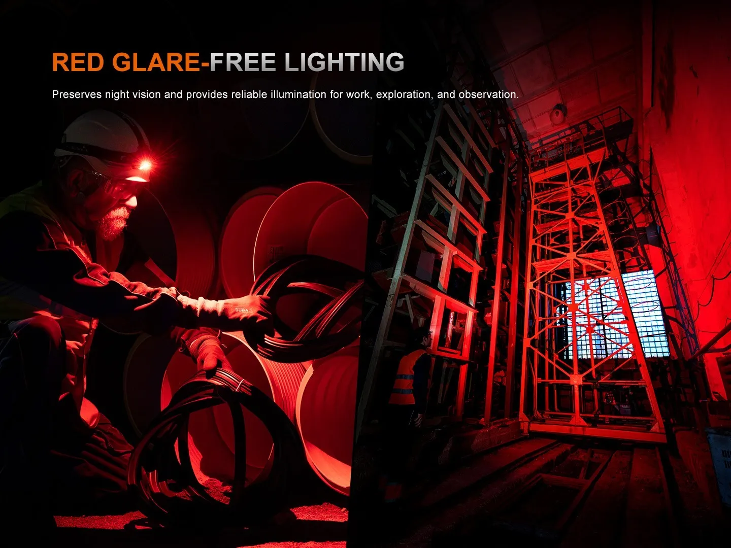 Fenix HM61R V3.0 - 1800 Lumen Spot and Flood LED Headlamp with red glare-free light for night vision.