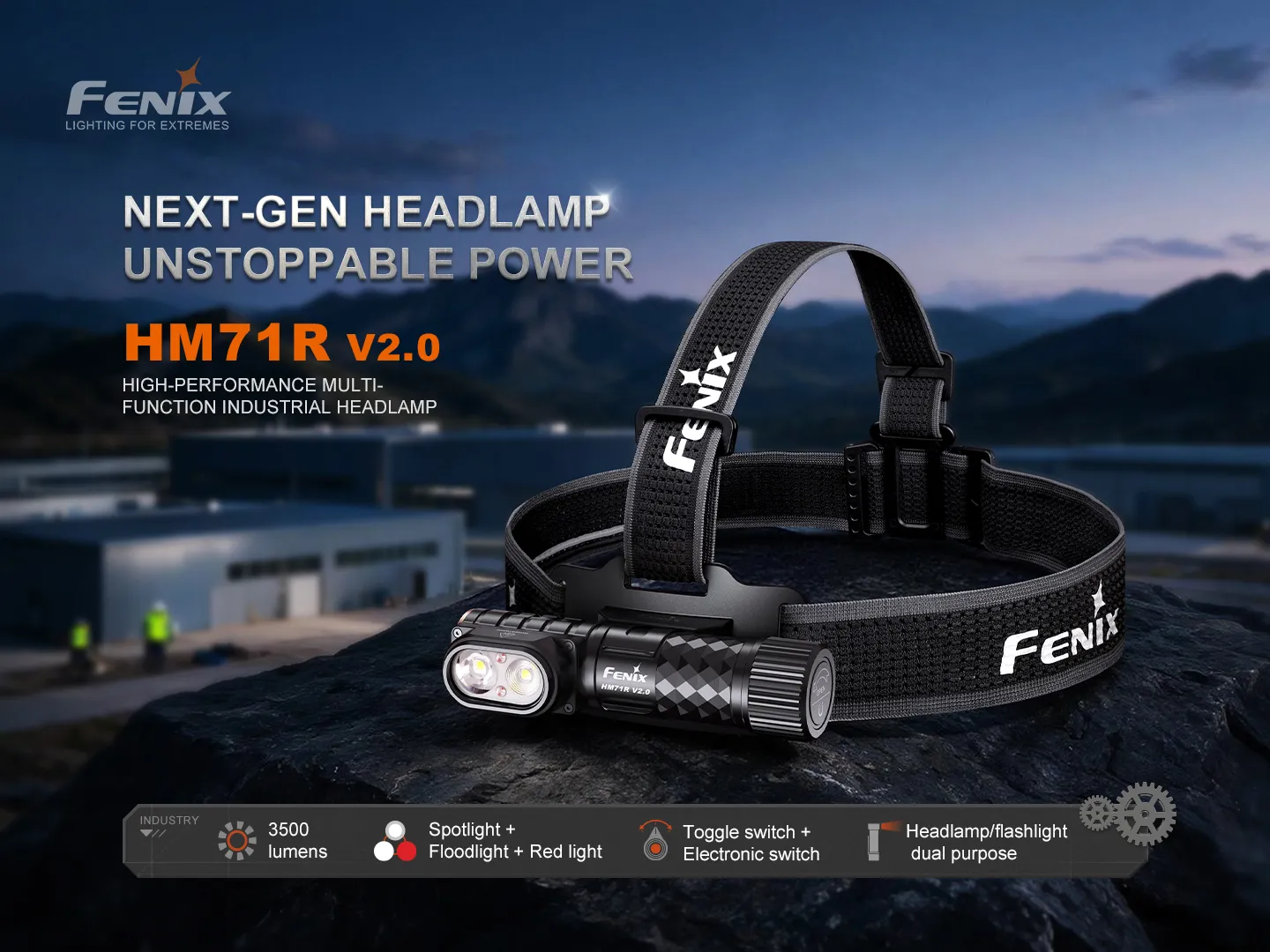 Fenix HM71R V2.0 - 3500 Lumen High-performance Industrial Headlamp, a next-gen headlamp with unstoppable power.
