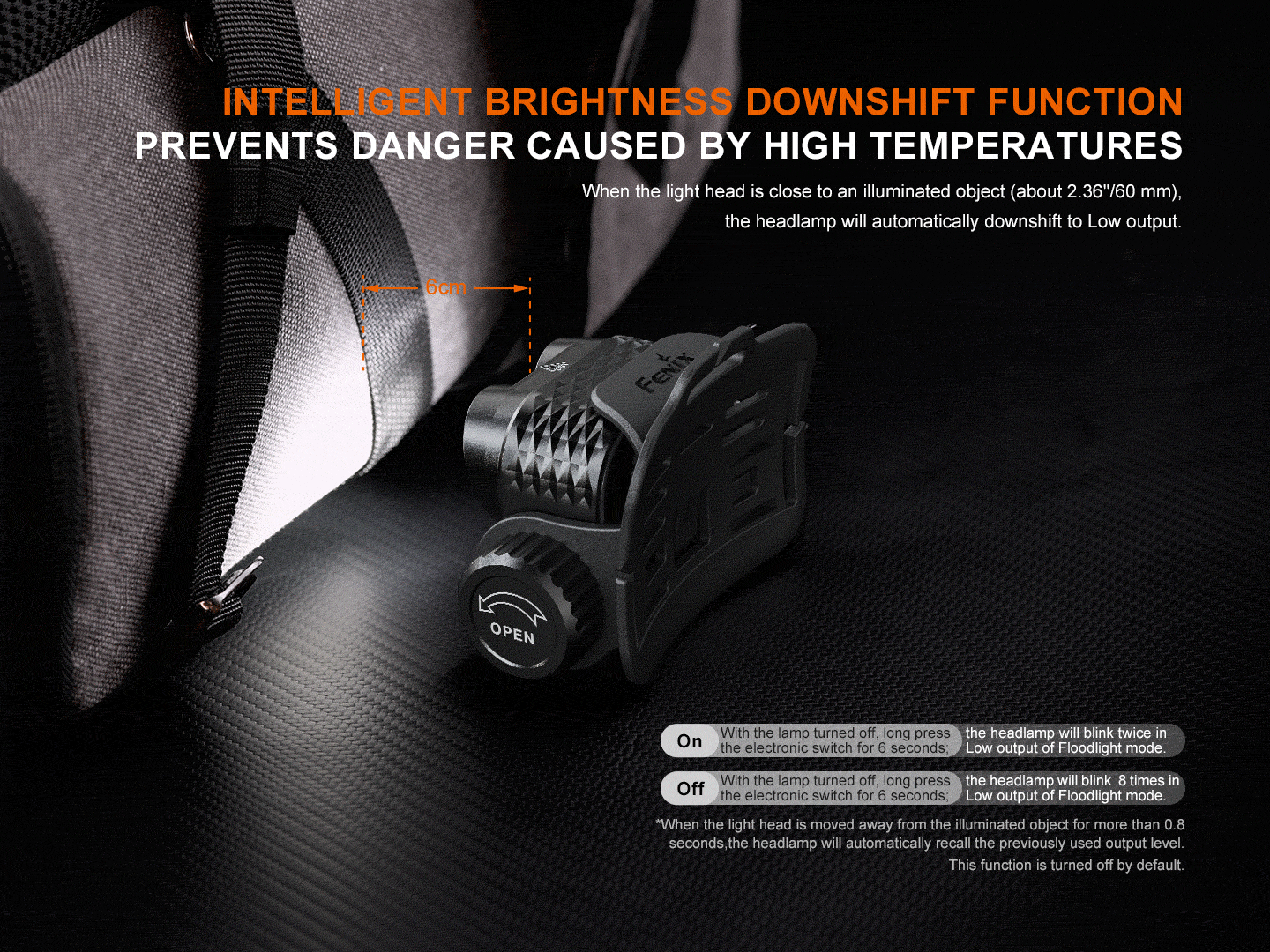 Fenix HM75R Pro - 3500 Lumen 398m Rechargeable Spot, Flood, and Red Magnesium Headlamp intelligent brightness downshift.
