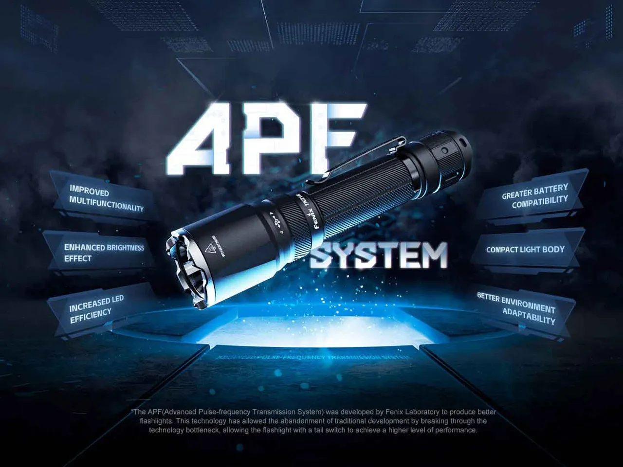 Fenix TK21R 3600 Lumens 480 metre Tactical LED Rechargeable Torch featuring the APF system and its benefits.