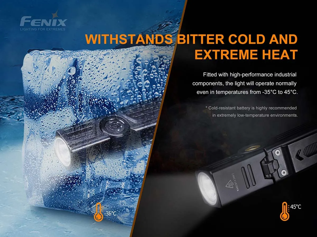 Fenix WT25R adjustable 1000 lumen rechargeable work light withstanding bitter cold and extreme heat.