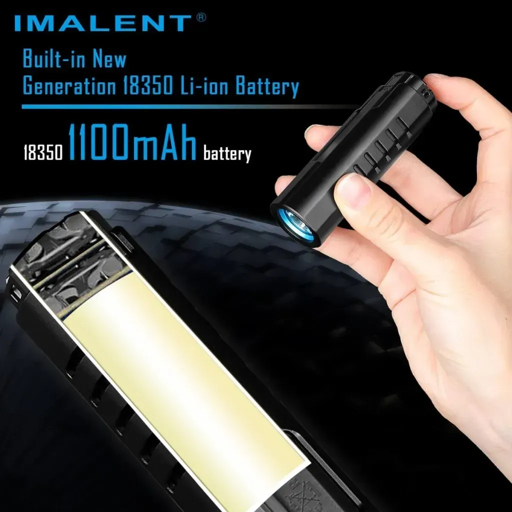 Imalent LD70 Premium Edition - Compact 4000 Lumen Torch with its built-in 18350 1100mAh Li-ion battery and charging case.