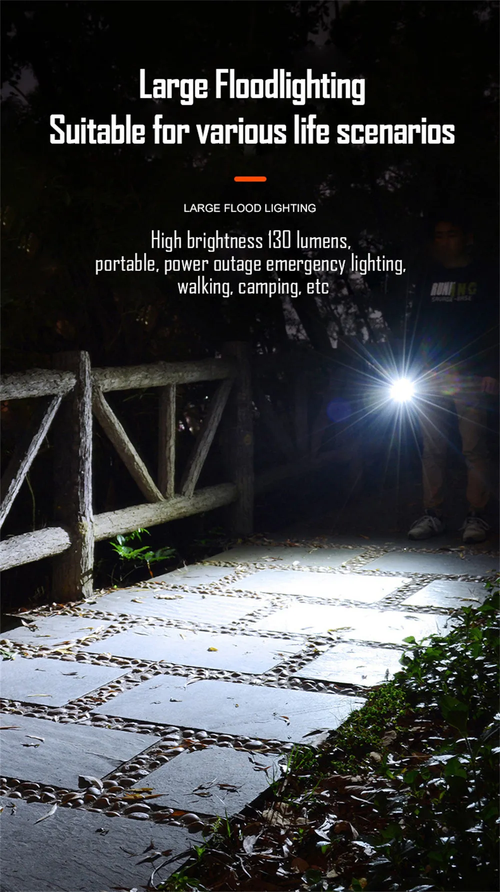 Lumintop EDC Pico V2.0 USB-C Rechargeable Keychain light illuminating a path outdoors with its large floodlighting feature.