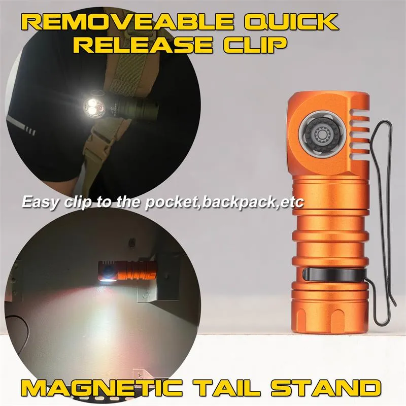 Skilhunt H200 Mini - 18350 Magnetic Rechargeable LED Headlamp with removable quick release clip and magnetic tail stand.