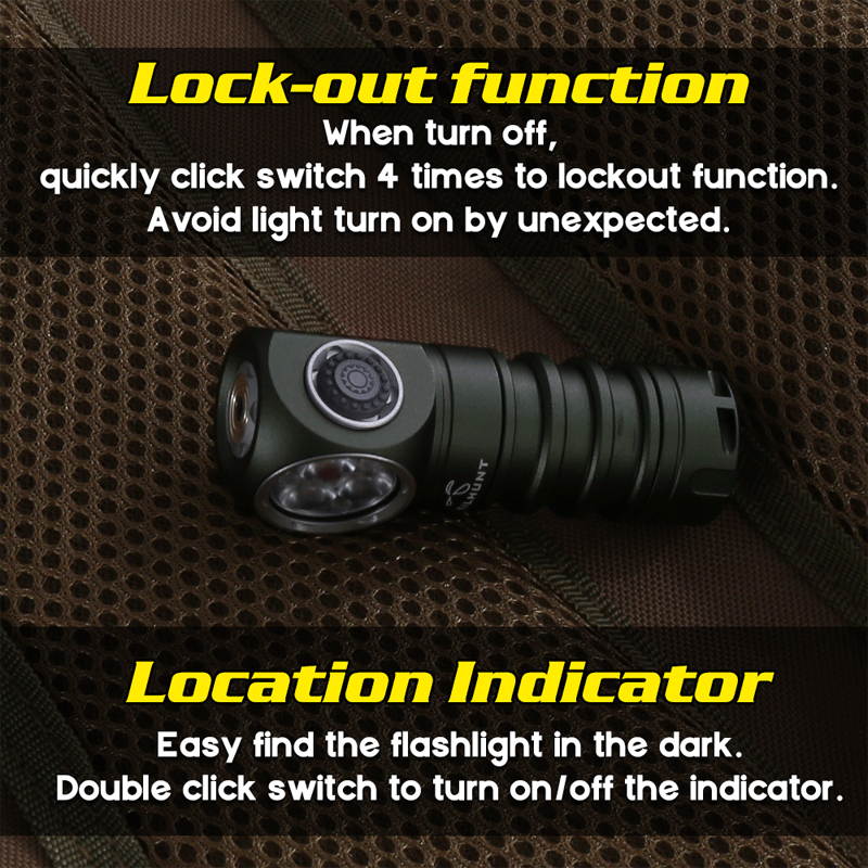 Skilhunt H200 Mini - 18350 Magnetic Rechargeable LED Headlamp demonstrating lockout function and location indicator.
