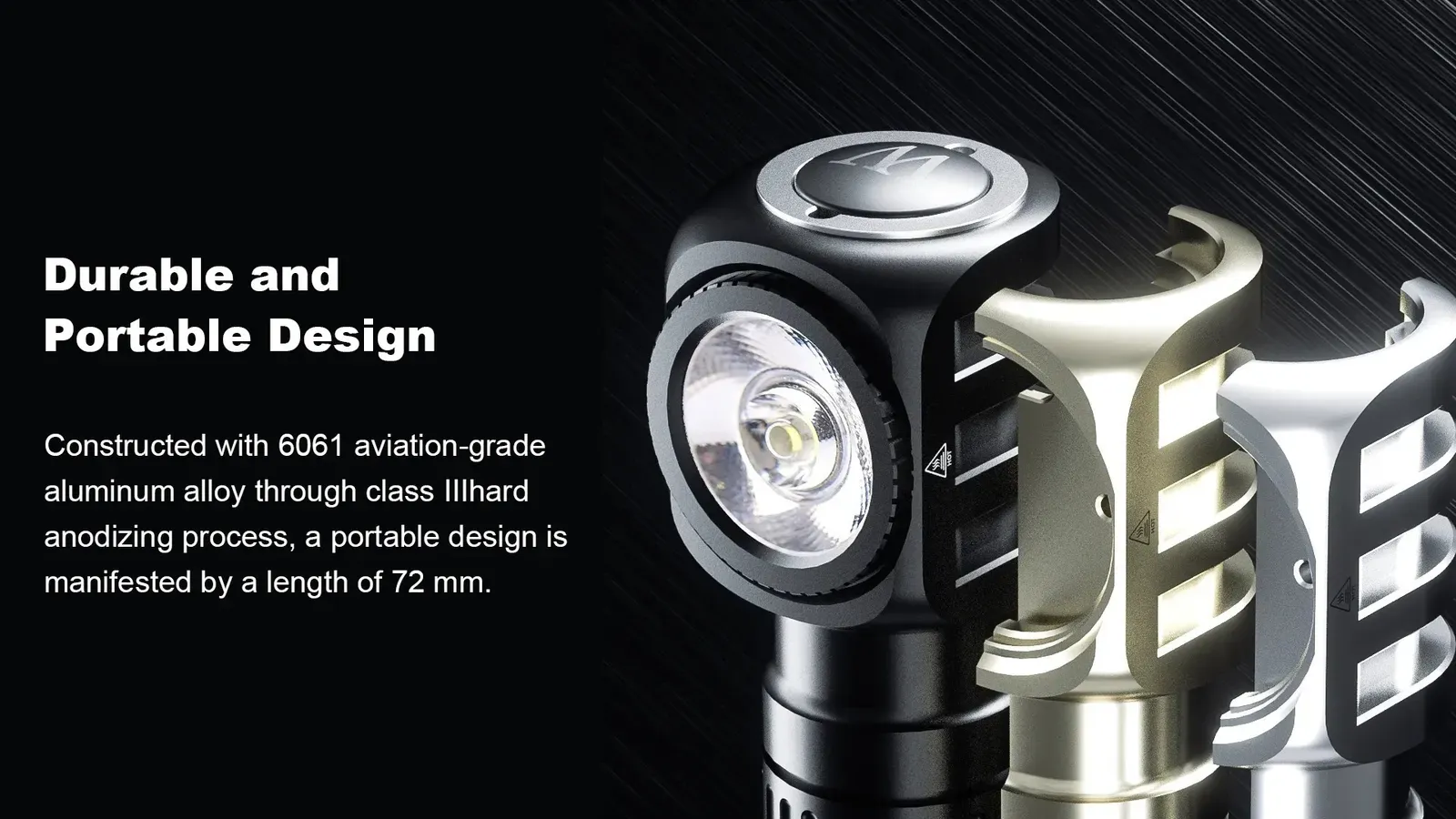 Cutaway view of Wuben H5 headlamp, illustrating its durable 6061 aviation-grade aluminum alloy construction.