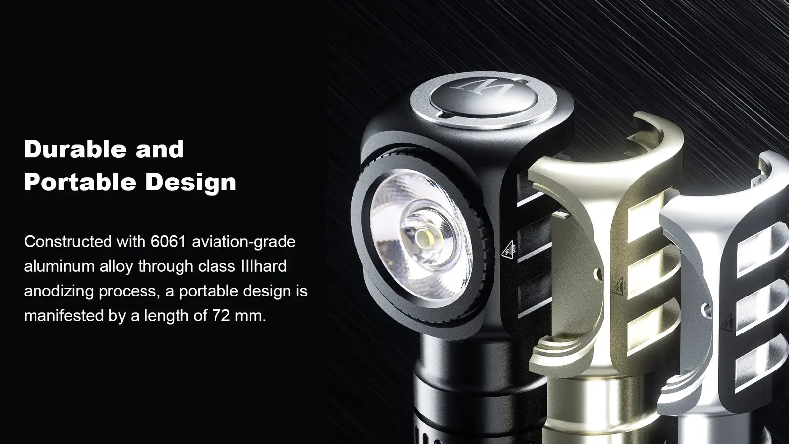 Exploded view of Wuben H5 headlamp, showcasing its durable 6061 aviation-grade aluminum alloy construction.