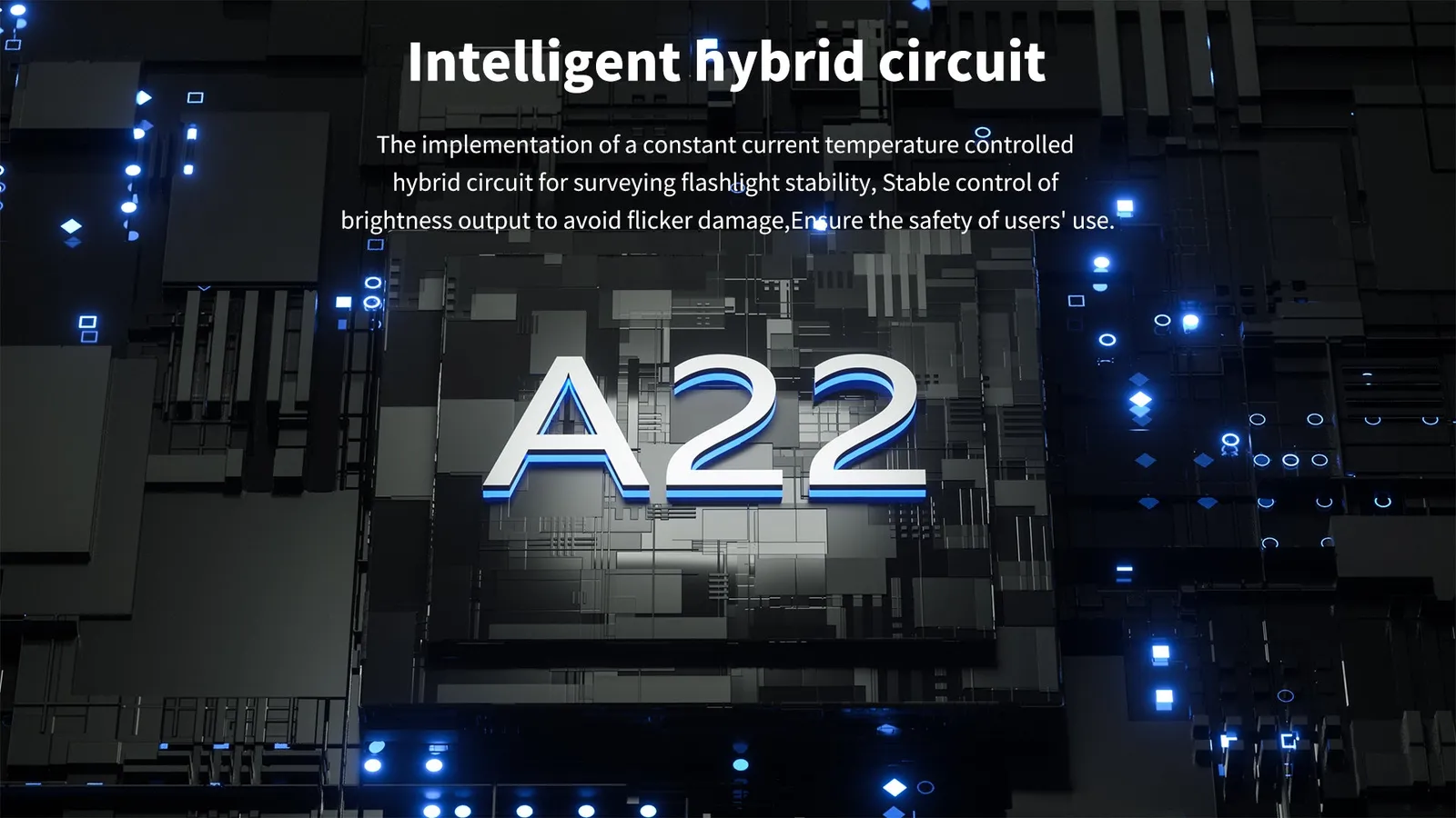 Abstract image representing the Wubenlight A22's intelligent hybrid circuit technology for stable brightness and user safety.