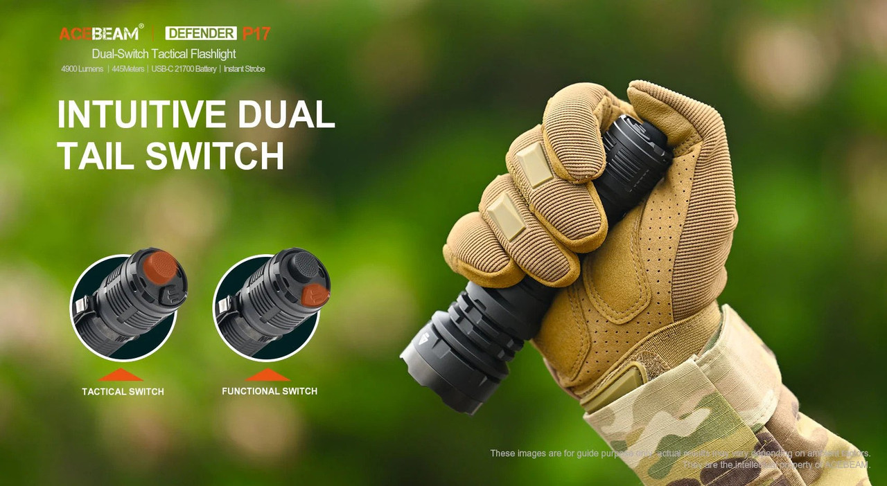 AceBeam Defender P17 Dual Switch 4900 Lumen Tactical Torch