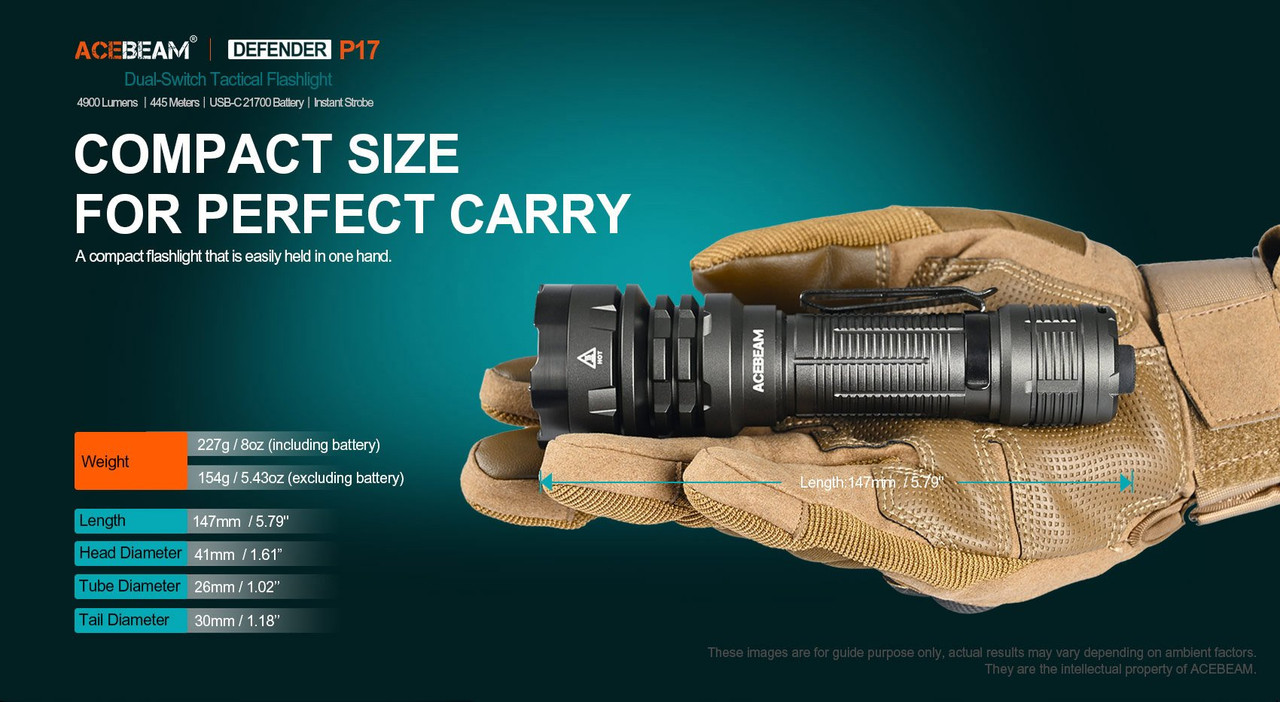 AceBeam Defender P17 Dual Switch 4900 Lumen Tactical Torch