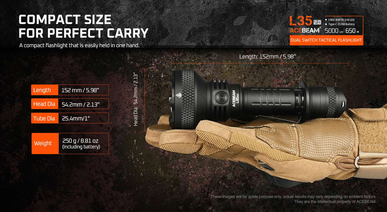 Buy AceBeam L35 2.0 Compact 5000 lumen long range tactical torch