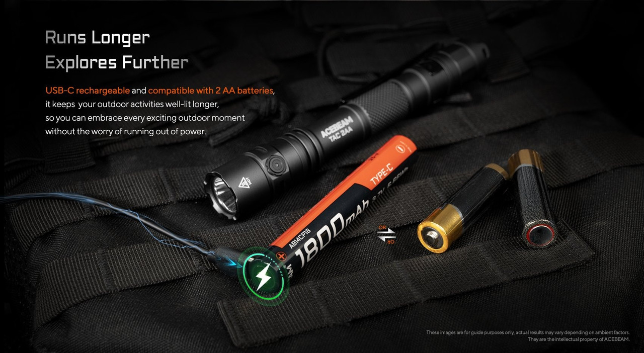 Acebeam TAC 2AA 1600 Lumen Dual Power EDC Torch