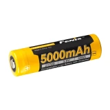 Fenix ARB-L21-5000 V2.0 Protected Rechargeable 21700 Li-ion battery, angled view showing 5000mAh capacity and terminals.