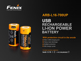 Fenix ARB-L16-700UP USB rechargeable 16340 Li-ion battery