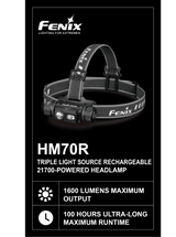 Fenix HM70R triple output 1600 lumen USB-C rechargeable LED headlamp