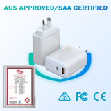 65W GaN USB-C Charger 1C and 1A Dual Port AU Plug, SAA Certified