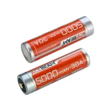 Two Acebeam 21700 5000mAh 30A rechargeable batteries, providing power for the X30 flashlight.