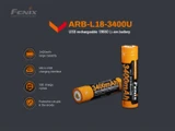 Fenix ARB-L18-3400U Micro-USB 3400mAh Rechargeable 18650 Battery