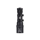 Weltool LH8 W35 tactical flashlight, black, standing upright on a white background, showing its side profile.