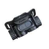 Top-down view of Fenix HM65R V2.0 headlamp showing dual control buttons and Fenix logo.
