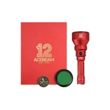 Acebeam T29 Red - 1.4km Throw 12th Anniversary Tactical LED Torch with anniversary box, coin, and green filter.