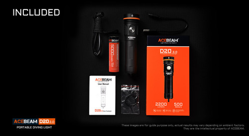 AceBeam D20 2.0 Palm size 2200 lumen dive torch