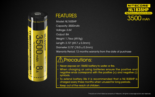 Nitecore NL1835HP 3500 mAh 18650 Li-ion rechargeable battery