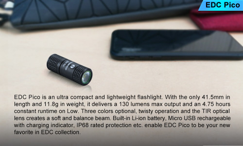 Lumintop EDC Pico USB rechargeable keychain light
