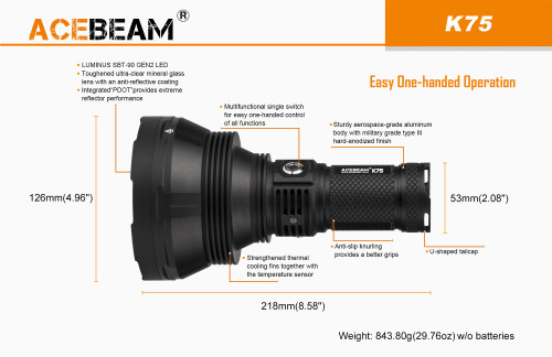 AceBeam K75 1.2km throw 1650 lumen RED LED spotlight