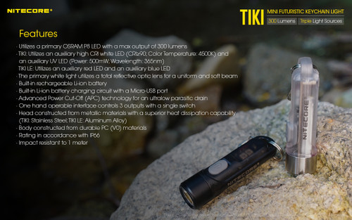 Nitecore TIKI LE Tiny 300 lumen rechargeable keychain and signal light