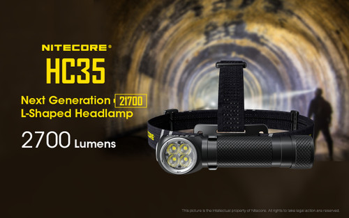 Nitecore HC35 L-Shaped 2700 lumen rechargeable LED headlamp
