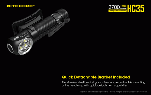 Nitecore HC35 L-Shaped 2700 lumen rechargeable LED headlamp