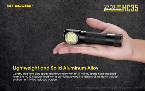 Nitecore HC35 L-Shaped 2700 lumen rechargeable LED headlamp