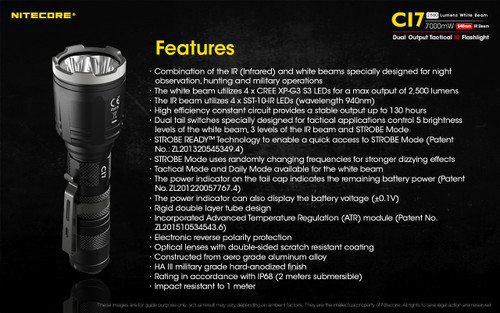 Nitecore CI7 Dual 2500 lumen White and IR LED torch