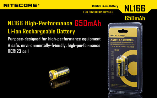 Nitecore NL1665R Li-ion 650mAh USB rechargeable 16340 battery