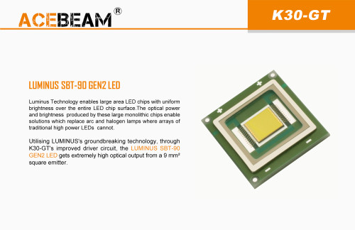 AceBeam K30 GT Compact 5500 lumen 1024m throw LED searchlight
