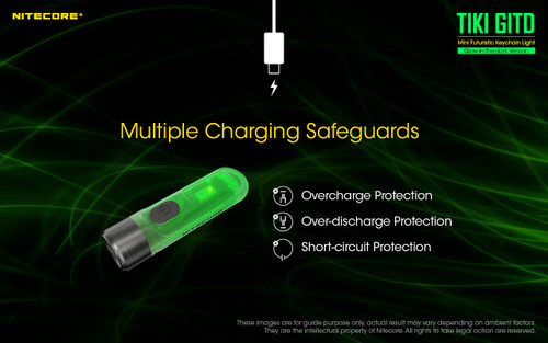 Nitecore TIKI GITD Green glow in the dark 300 lumen keychain light