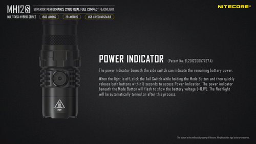 Nitecore MH12S compact 1800 lumen USB-C rechargeable LED torch 