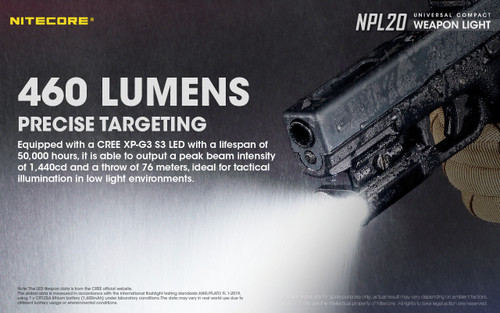Nitecore NPL20 compact 460 lumen weapon light 