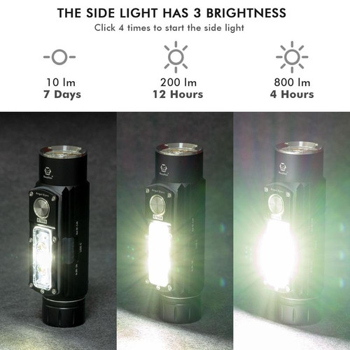 RovyVon E700S dual light 2800 lumen USB-C rechargeable LED torch
