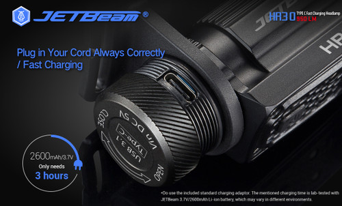 JETBeam HR30 rotatable 950 lumen USB-C rechargeable headlamp