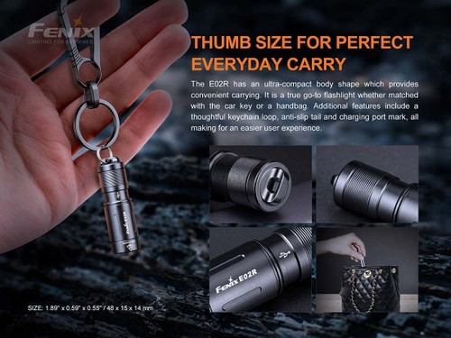 Fenix E02R mini 200 lumen rechargeable keychain light