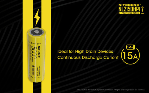 Nitecore NL2150HPi 5000mAh 21700 15A rechargeable Li-ion battery