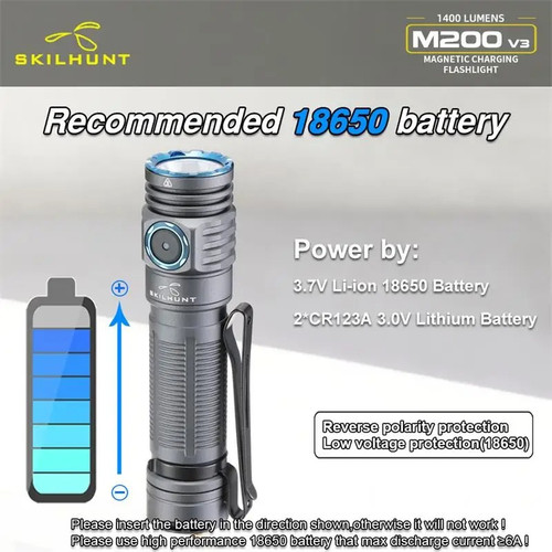 Skilhunt M200 V3 - Compact 1400 lumen magnetic rechargeable torch