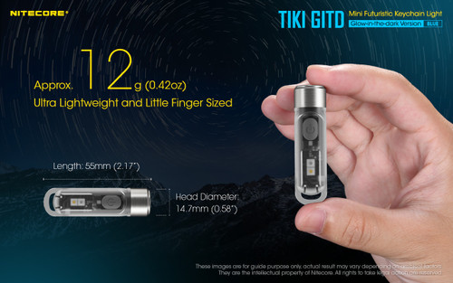 Nitecore TIKI GITD Blue glow in the dark 300 lumen keychain light