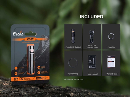 Fenix E05R compact 400 lumen rechargeable keychain light